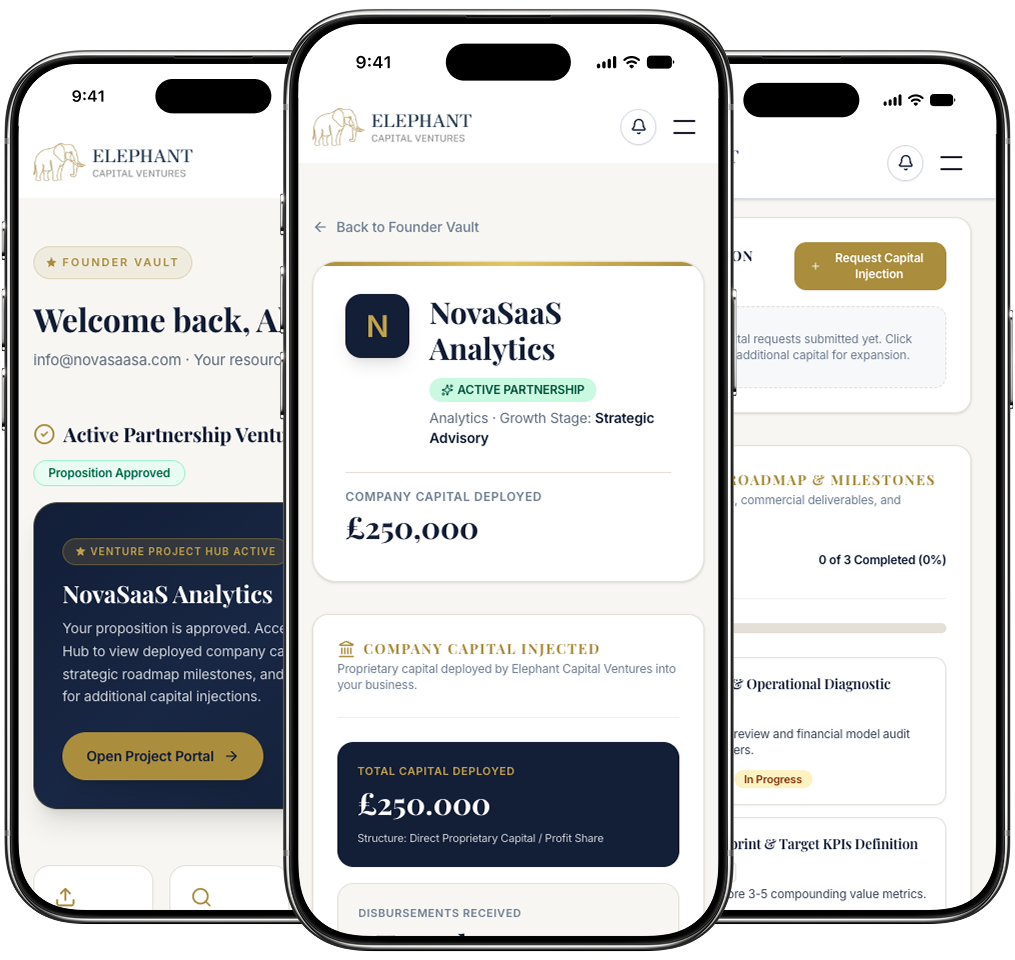Elephant Capital Ventures Mobile App on iPhone and Android devices